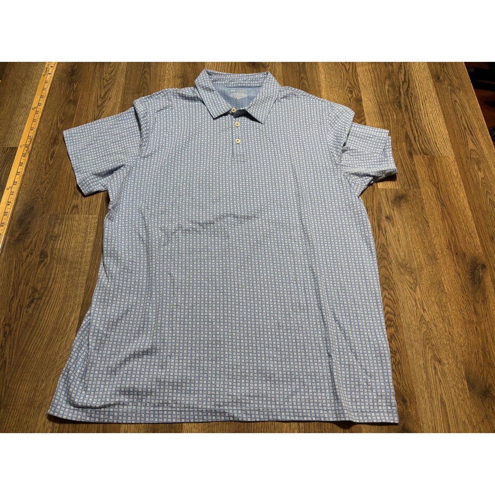 Apt. 9 Shirt Mens Size XXL Blue Polo Premier Flex Short Sleeve Geometric Pattern
